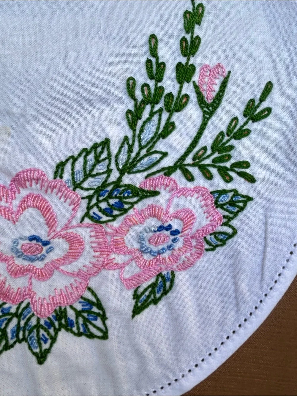Vintage Set Hand-embroidered Runner & 2 Doilies